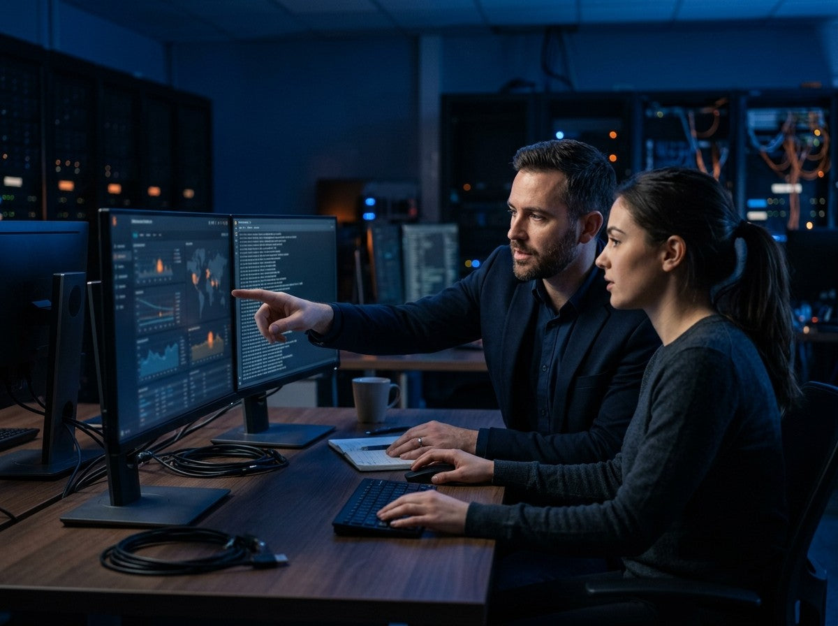 Ingenieros de OS4IT revisando la plataforma de un cliente